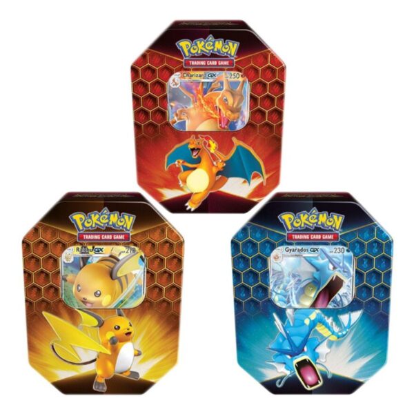 1_423ce7bd-c3ec-4a40-bc20-a74ef42b8eea Pokemon TCG Hidden Fates Tin Charizard Gyrados Raichu Set of 3